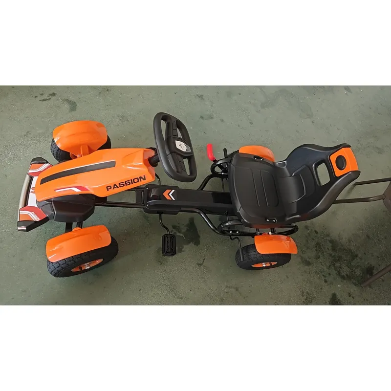 Kids Pedal Go Kart, Outdoor Ride on Toys with Adjustable Seat, Sharp Handling, Handbrake, 4 Non-Slip Rubber Wheels for Boys & Girls Aged 5-12 Years Old, Orange