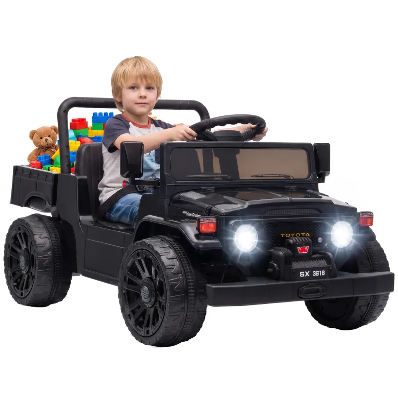Licensed Toyota Pickup Ride on Truck, 24V Kids Electric Car with Dual Motors, Up to 3.7MPH for Kids 3-8 Years Black