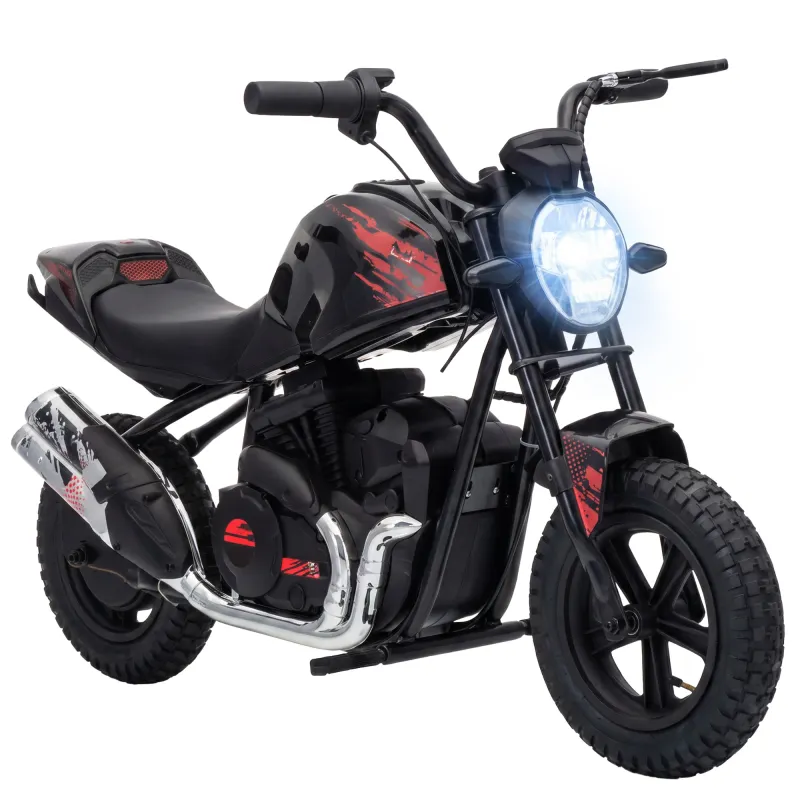 24V Kids Electric Motorcycle with 180W Motor, 12" Rubber Tires, Up to 11MPH, Twist Throttle for Ages 6-12, Black