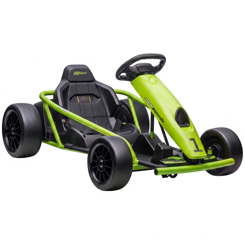 24V Electric Go Kart for Kids, Drift Ride-On Racing Go Kart with 2 Speeds, for Boys Girls Aged 8-12 Years Old, Green