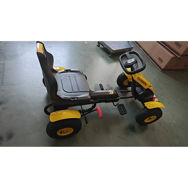 Kids Pedal Go Kart, Outdoor Ride on Toys with Adjustable Seat, Sharp Handling, Handbrake, 4 Non-Slip Rubber Wheels for Boys & Girls Aged 5-12 Years Old, Yellow