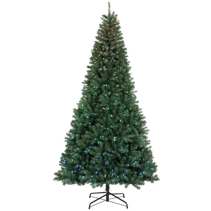9ft Prelit Christmas Tree with RGB Dynamic LEDs, Remote Control, Daily Timer, Hinged Xmas Tree, Easy Assembly
