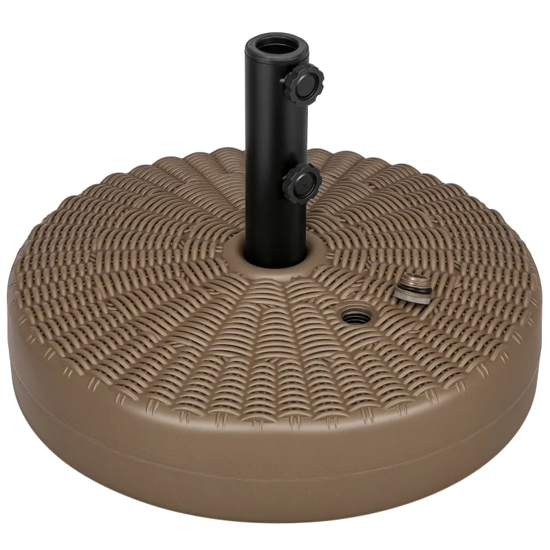 Umbrella Stand for 1.5" or 2" Umbrella Poles, Round Fillable Umbrella Base for Outdoor, Lawn, Deck, Brown