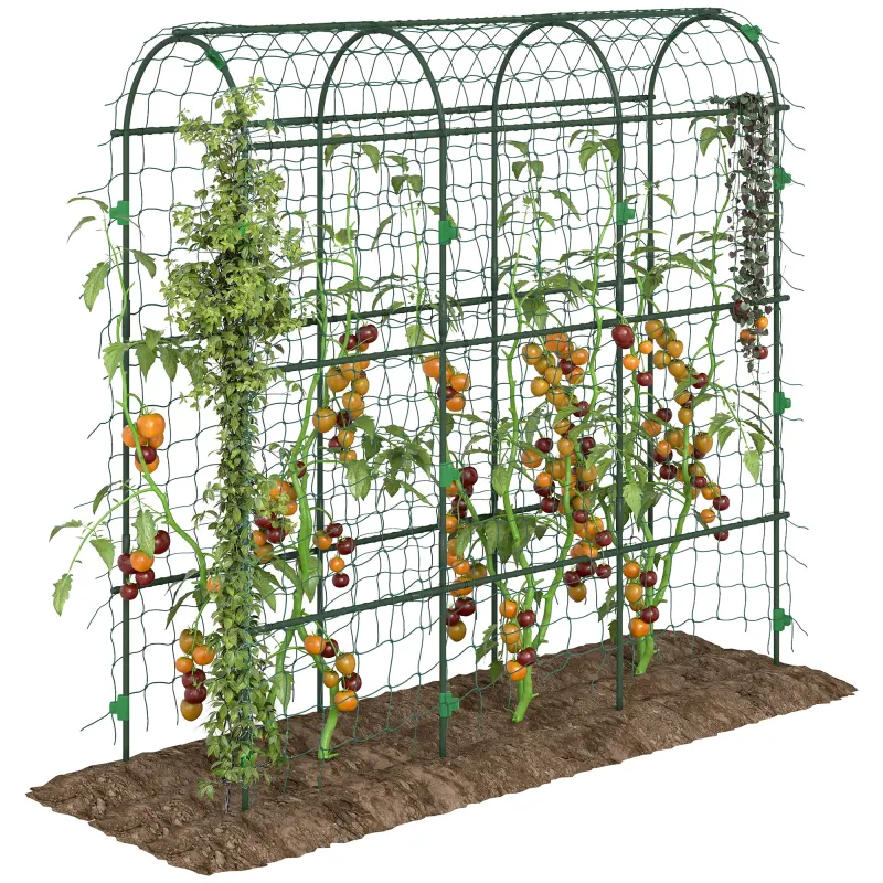 Metal Garden Trellis, Arch Trellis for Climbing Plants Outdoor, A-Frame, with Climbing Net, 17" x 72" x 72", Green
