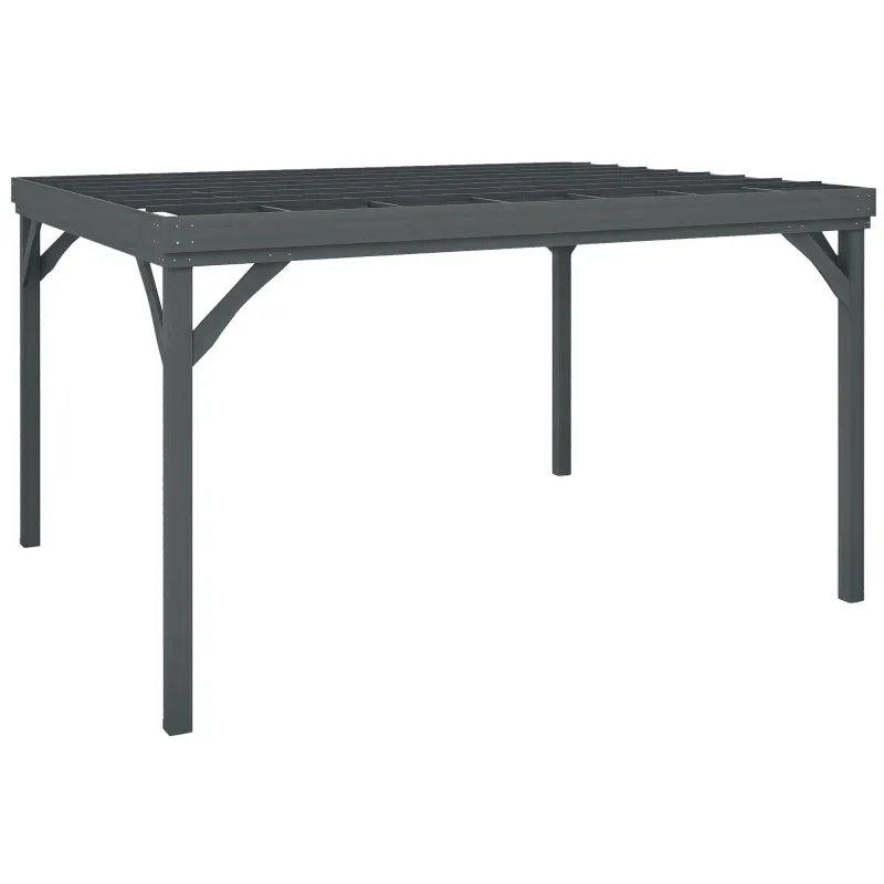 10' x 12' Outdoor Wooden Pergola, Grape Vine Gazebo with Concrete Anchors for Garden, Patio, Backyard, Deck, Gray