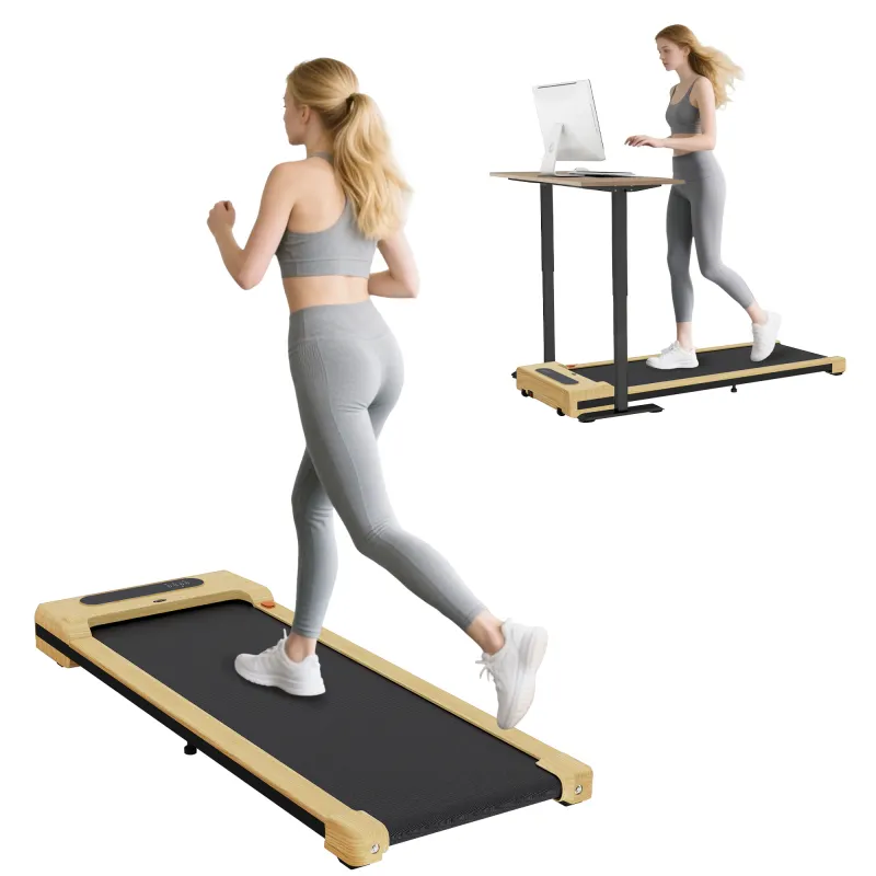 2.5HP Walking Pad, Under Desk Treadmill with Remote Control, Transport Wheels and LED Display for Home Gym Office