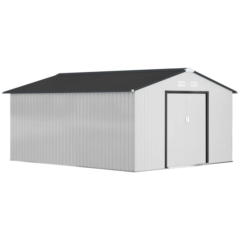 Garden Metal Shed, Storage Shed Utility Storage with Double Locking Doors for Bike, Yard Tools, White