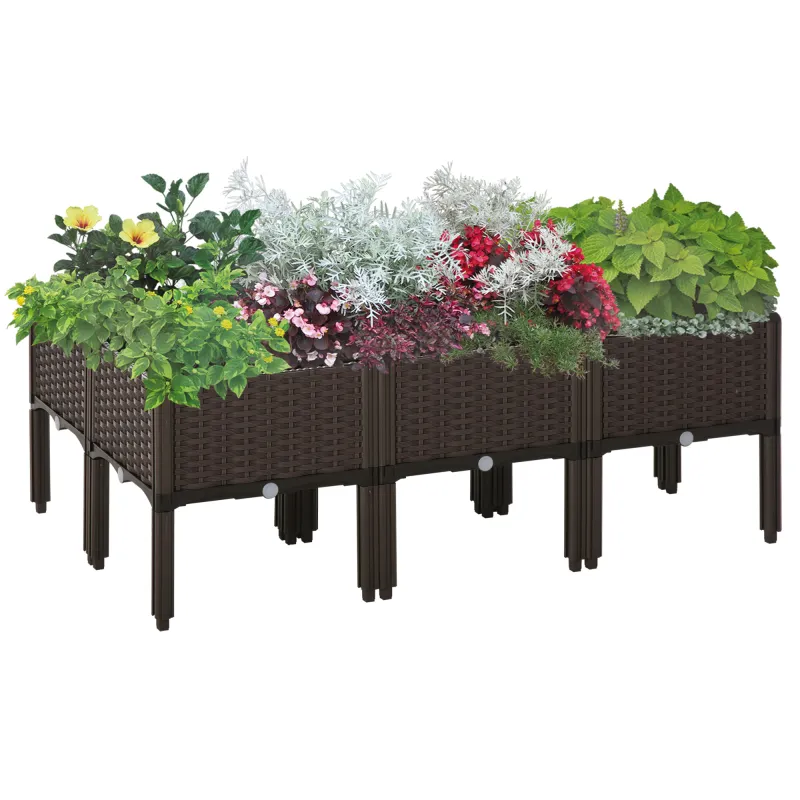 6 Piece Raised Garden Bed with Legs, Planter Box Raised Bed to Grow Flowers, Herbs & Vegetables, Brown