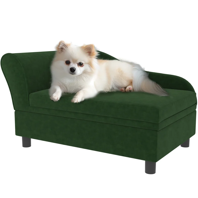 Pet Sofa Bed Couch with Storage, Pet Sofa for Cats and Small Dogs, Green
