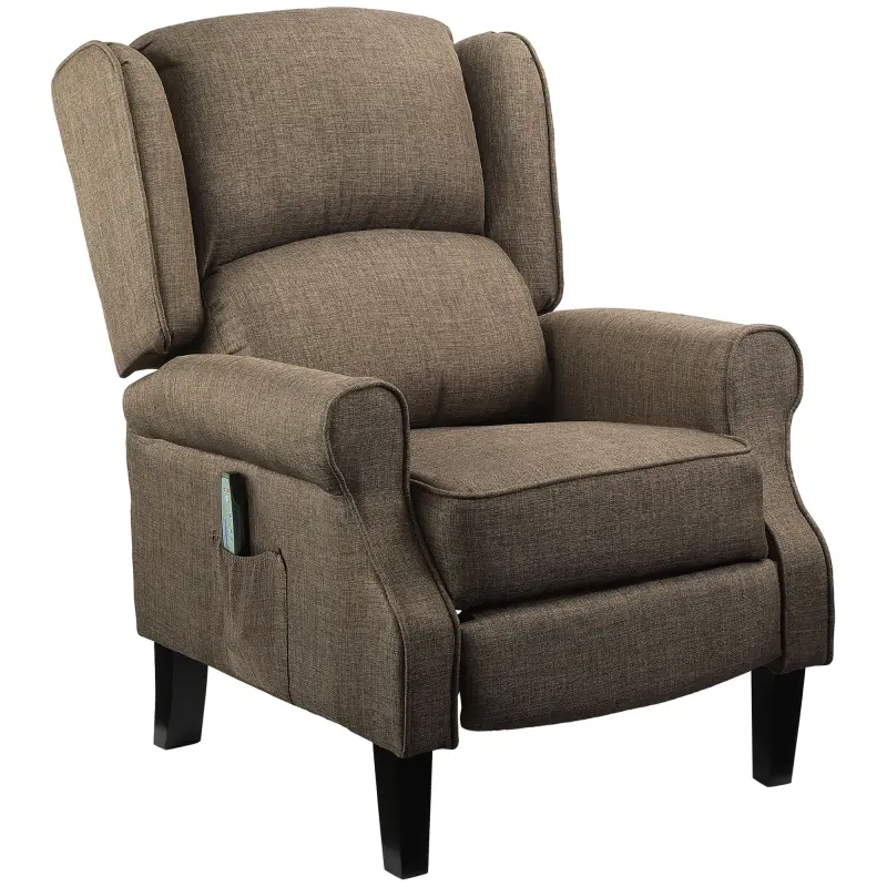 Vibration Massage Recliner Chair for Living Room with Heat, Wingback Single Sofa, Brown
