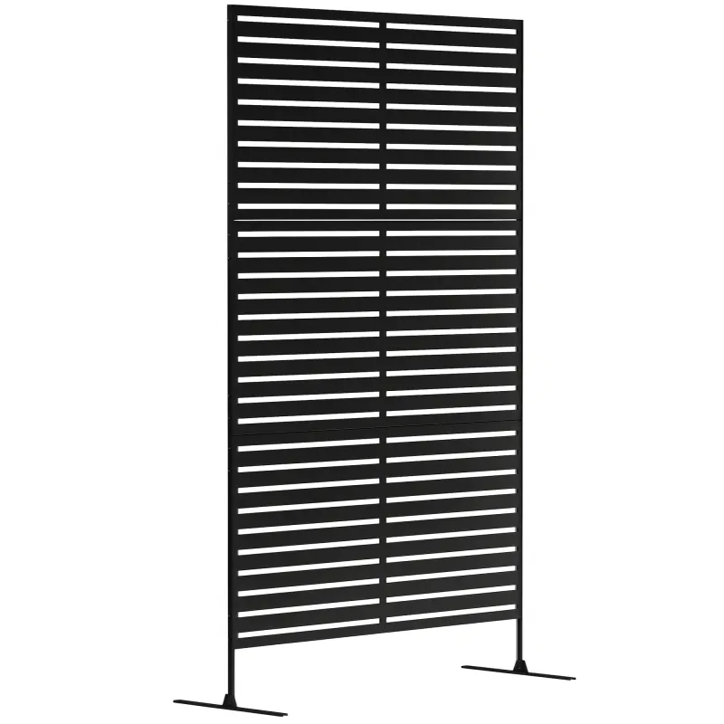 Decorative Privacy Fence Screen, Metal Outdoor Privacy Screen Climbing Plant Trellis with Stand, 78" H x 48" W, Black