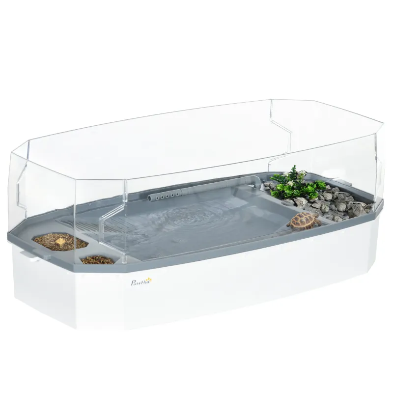 Turtle Tank Kit, Turtle Aquarium with Basking Platform, Water Pump, Filter Layer Design