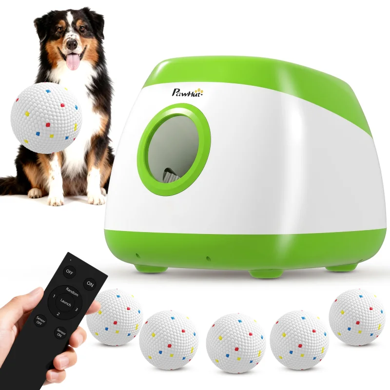 Automatic Dog Ball Launcher with 26-80 FT Distance, Automatic Ball Launcher for Medium and Large Dogs, Green