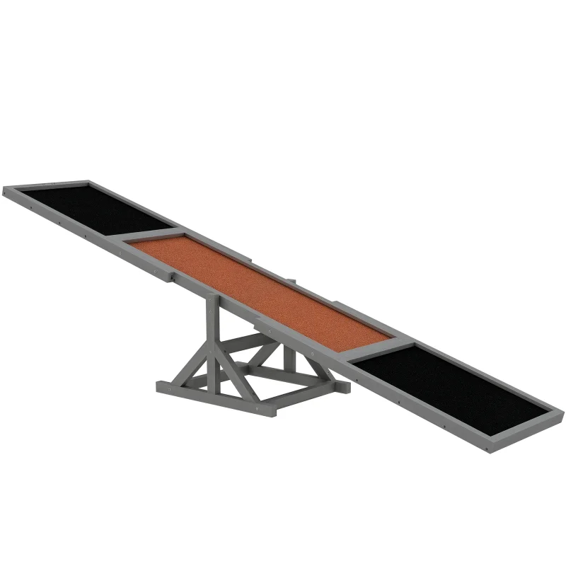 Wooden Dog Agility Seesaw for Training and Exercise, Weather Resistant, 83" L x 16" W x 14" H, Gray