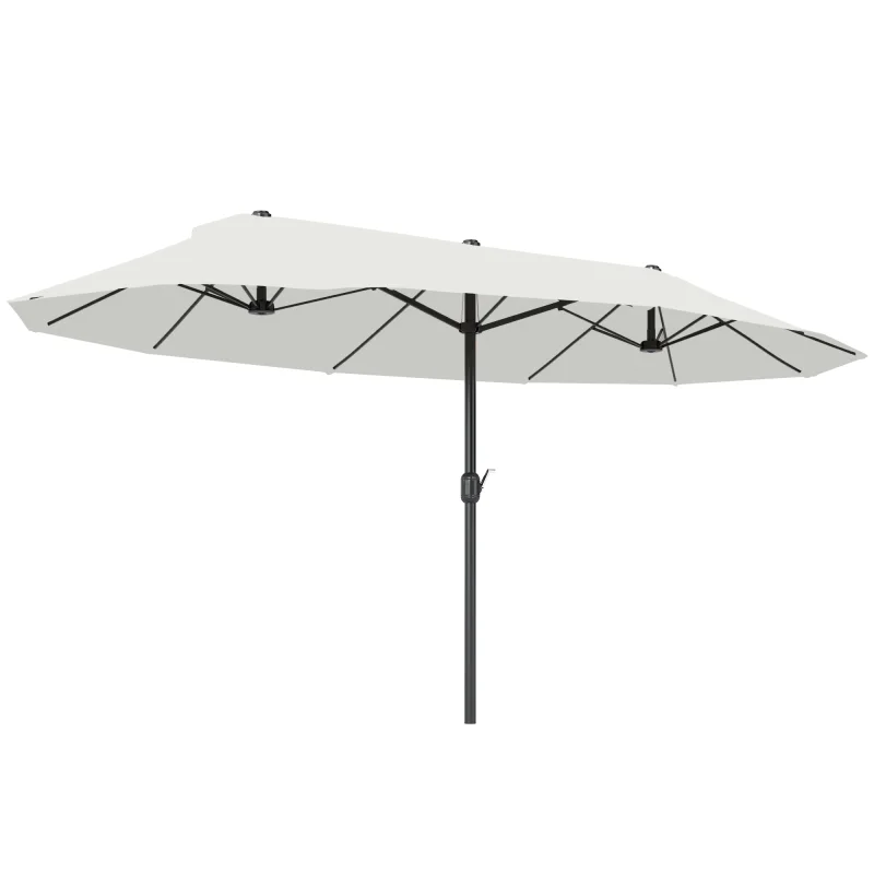 15ft Patio Umbrella Double-Sided Outdoor Market Extra Large Umbrella with Crank Handle for Deck, Lawn, Backyard and Pool, Cream White