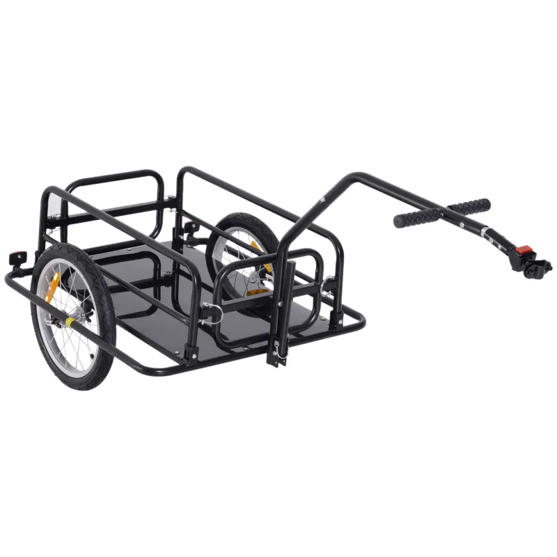 Foldable Bike Cargo Trailer Cart with Hitch, 88 lbs. Capacity, Black