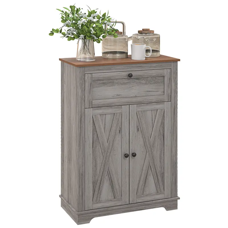 Farmhouse Sideboard Storage Cabinet with Doors and Drawer for Kitchen, Living room, 23.5"x11.75"x34.5", Gray