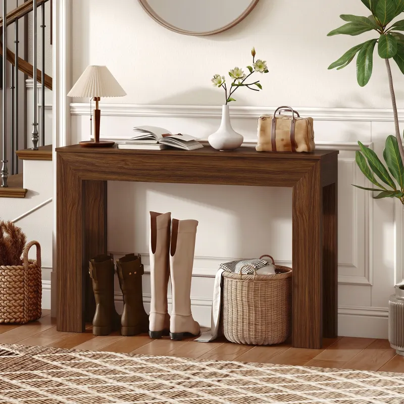 Modern Console Table, 47" Narrow Entryway Table, Walnut