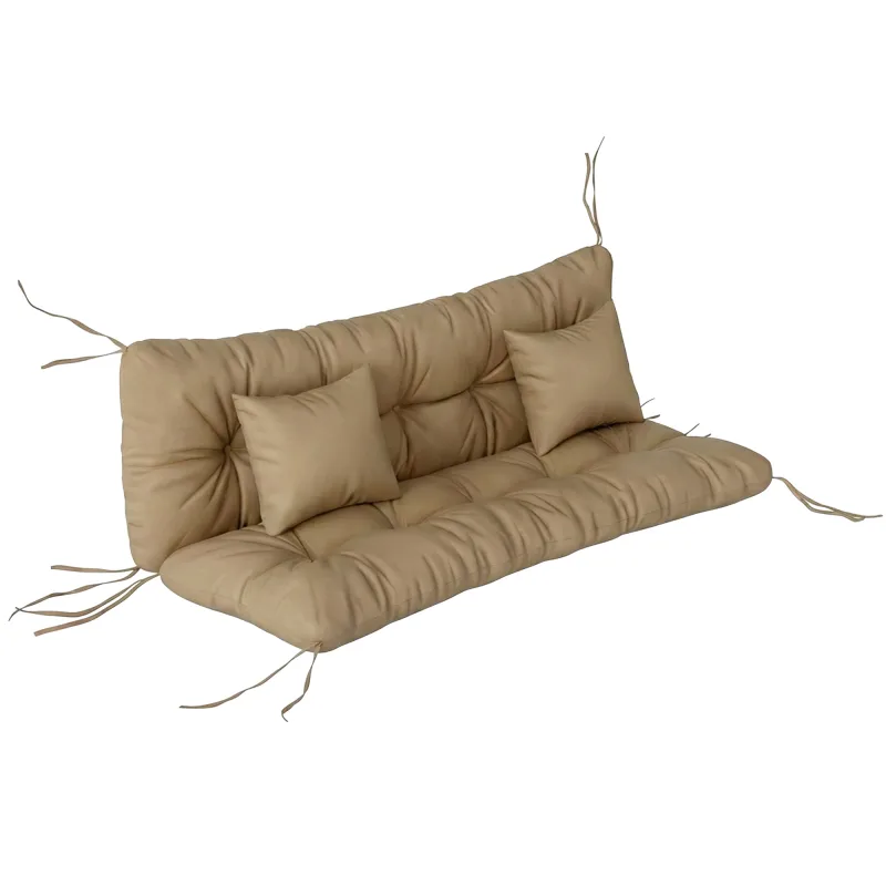 4-Piece Back and Seat Cushion Pillows Replacement and Pillows, Patio Chair Cushions Set with Ties, khaki