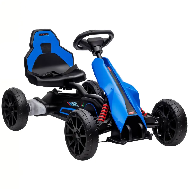 12V Electric Go Kart for Kids, Ride On Toy with EVA Tires, 2 Speeds, Adjustable Seat, Safety Belt for 3-8 Years, Blue
