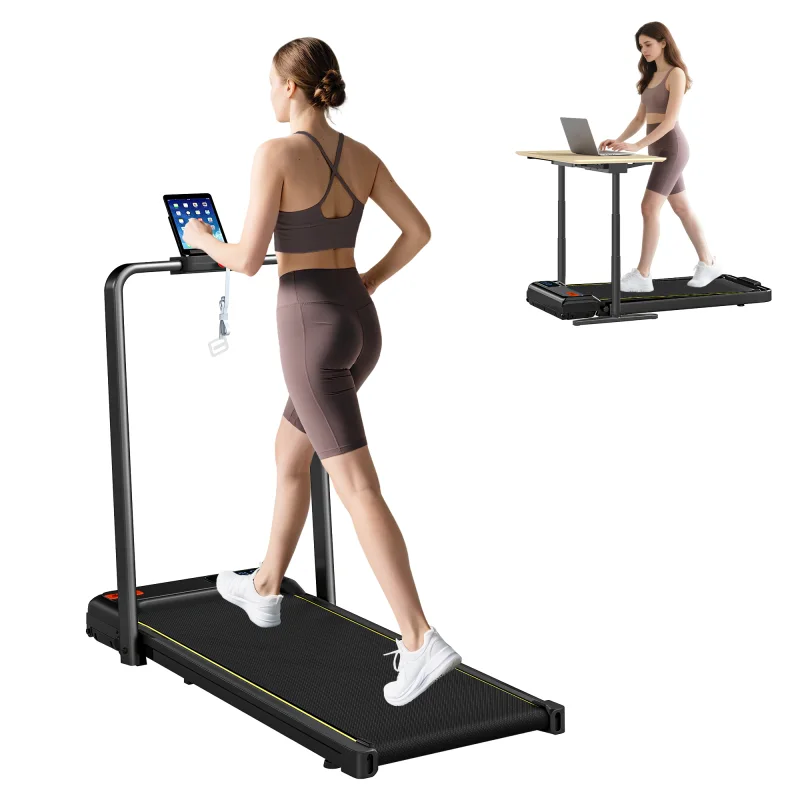 Walking Pad Treadmill, 0.6–6.2mph Foldable Under Desk Treadmill with Incline, Wheels, LED Display and Remote Control