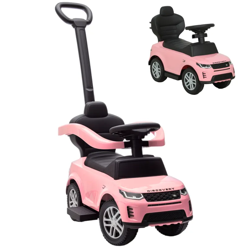 Land Rover Discovery Licensed Baby Push Car, 2-in-1 Ride on Car with Push Handle and Safety Guardrail, Pink