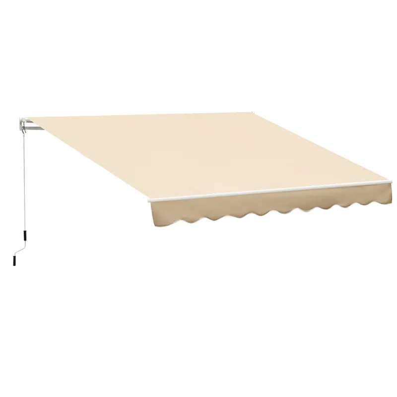 10' x 8' Retractable Awning, Patio Awnings, Sunshade Shelter w/ Manual Crank Handle, Beige