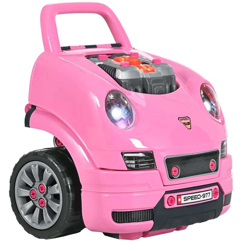Mechanic Kids Truck Engine Toy Set, Car Service Play Set, Pink