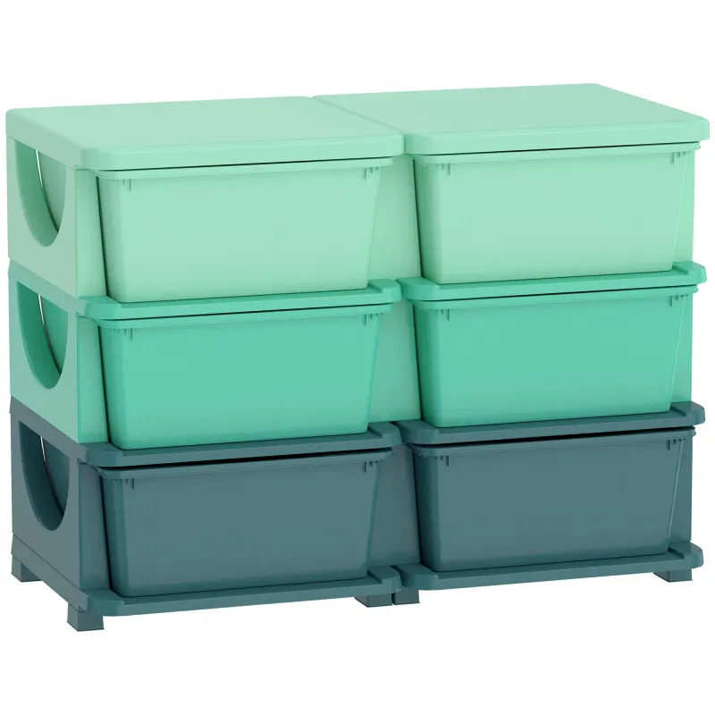 3 Tier Kids Storage Organizer with 6 Drawers for Bedroom, Nursery, Kindergarten, Living Room, Boys and Girls, Green