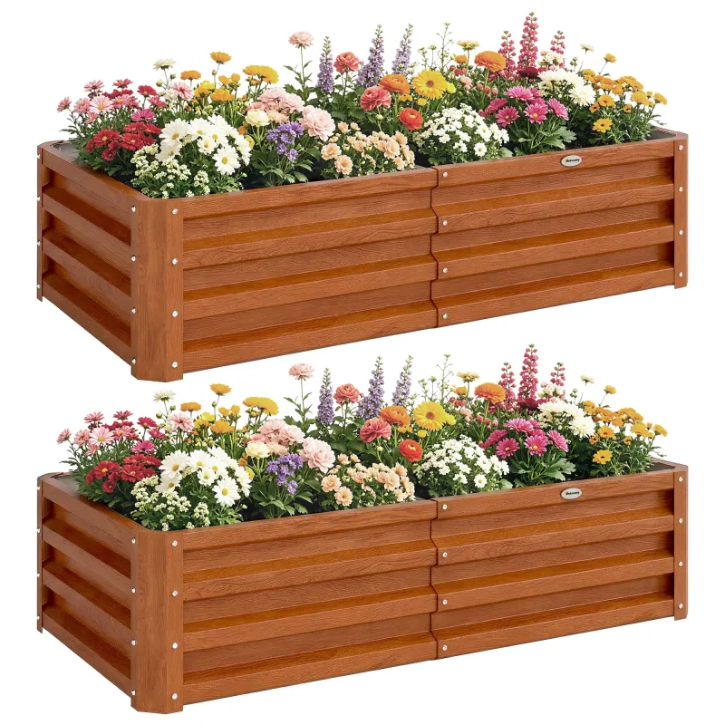 Galvanized Raised Garden Bed, 4' x 2' x 1' Metal Planter Box, for Growing Vegetables, Flowers, Herbs, Succulents, Brown