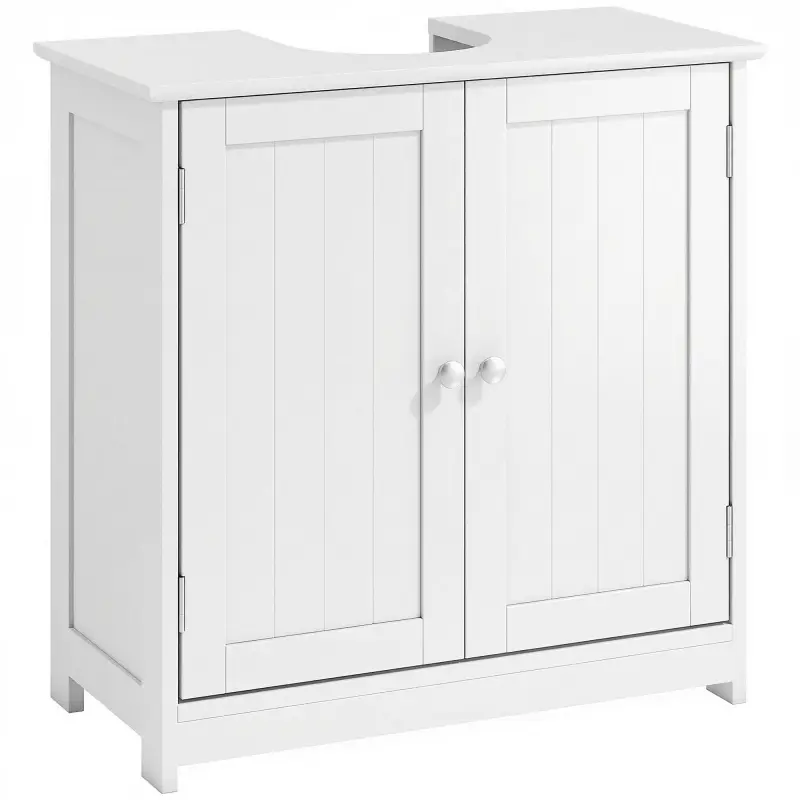 Pedestal Sink Storage Cabinet, Bathroom Sink Cabinet with U-Shape Cut-Out and Adjustable Shelf, White