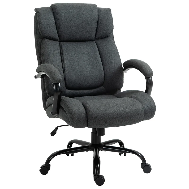 Executive Office Chair with Wide Seat, Computer Desk Chair with Adjustable Height, Swivel Wheels, Gray