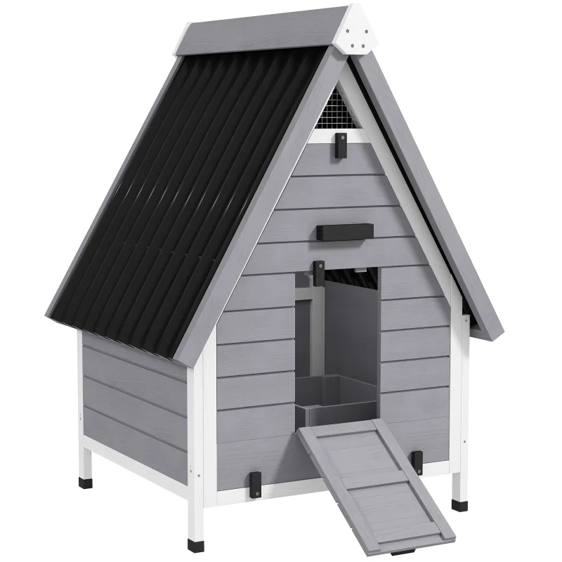Chicken Coop for 2 Chickens, Outdoor Wooden Chicken House with Removable Nesting Box & Roosting Bar, Tray, Ramp