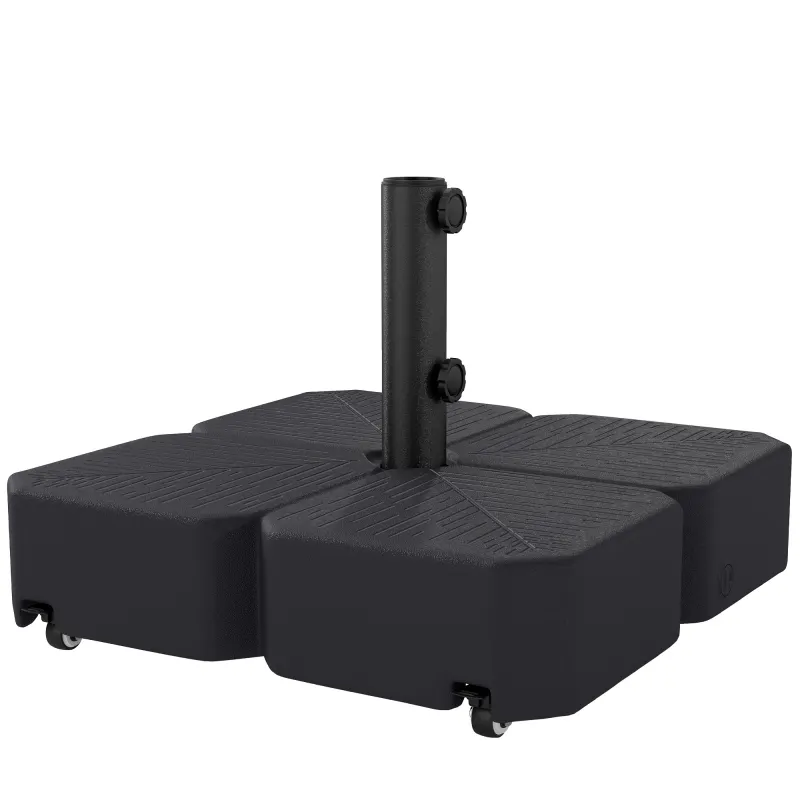 Patio Umbrella Base with Wheels Outdoor Umbrella Stand Holder for 1.5"/1.9" Poles Black