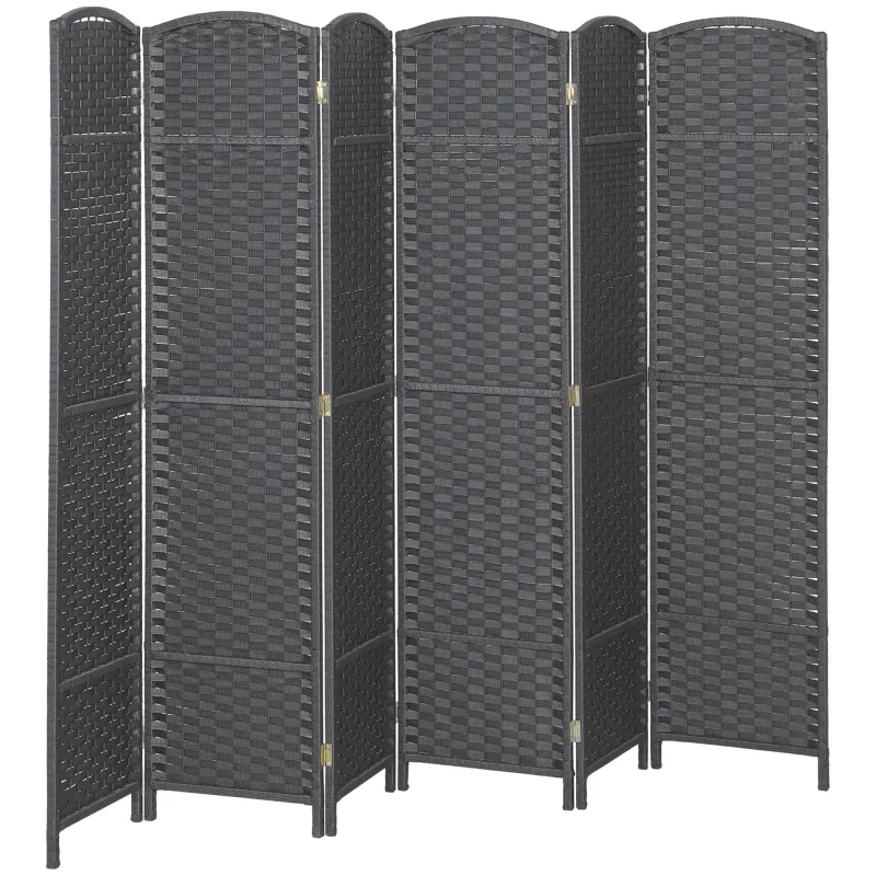 Folding Room Divider Screen 6 Panel 5.6' Tall Privacy Screen Freestanding Room Partition for Home Office, Charcoal Gray