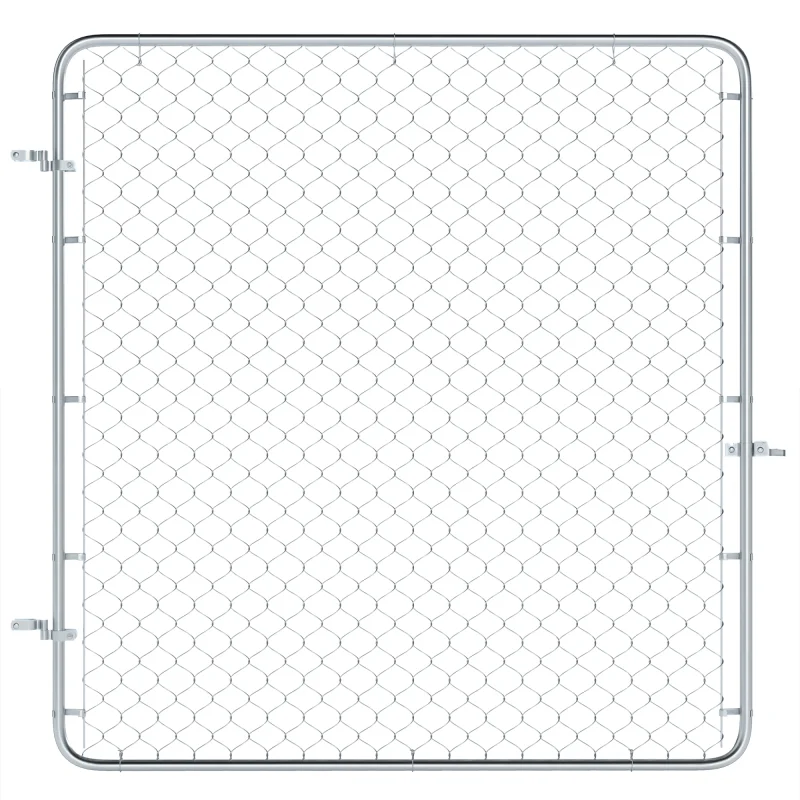 Garden Gate Chain Link Fence Gate, Galvanized Steel Garden Door for Yard Entrance Way, 70.9 x 70.9 in., Silver