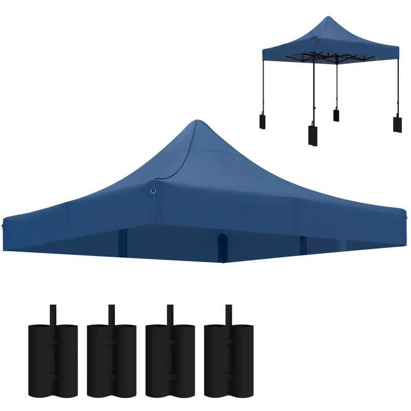 10' x 10' Replacement Canopy Top for Pop Up Canopy Tent with 4 Sand Bags, UPF50+ Protection, Navy Blue