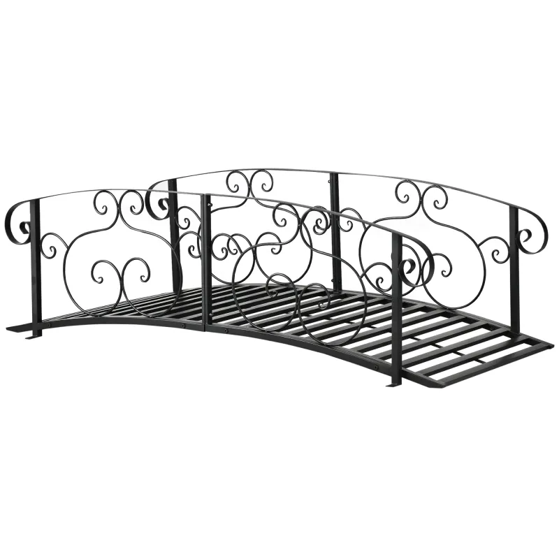 6' Metal Arch Backyard Garden Bridge, Safety Siderails, Arc Footbridge for Backyard Creek, Stream, Pond