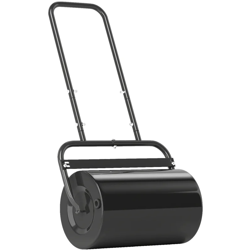 20-Inch Push/Tow Behind Lawn Roller Filled with 10 Gal Water or Sand for Flattening Sod in the Garden, Black