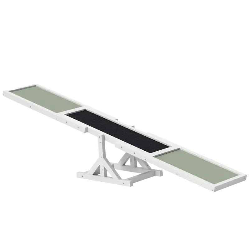Wooden Dog Agility Seesaw for Training and Exercise, White