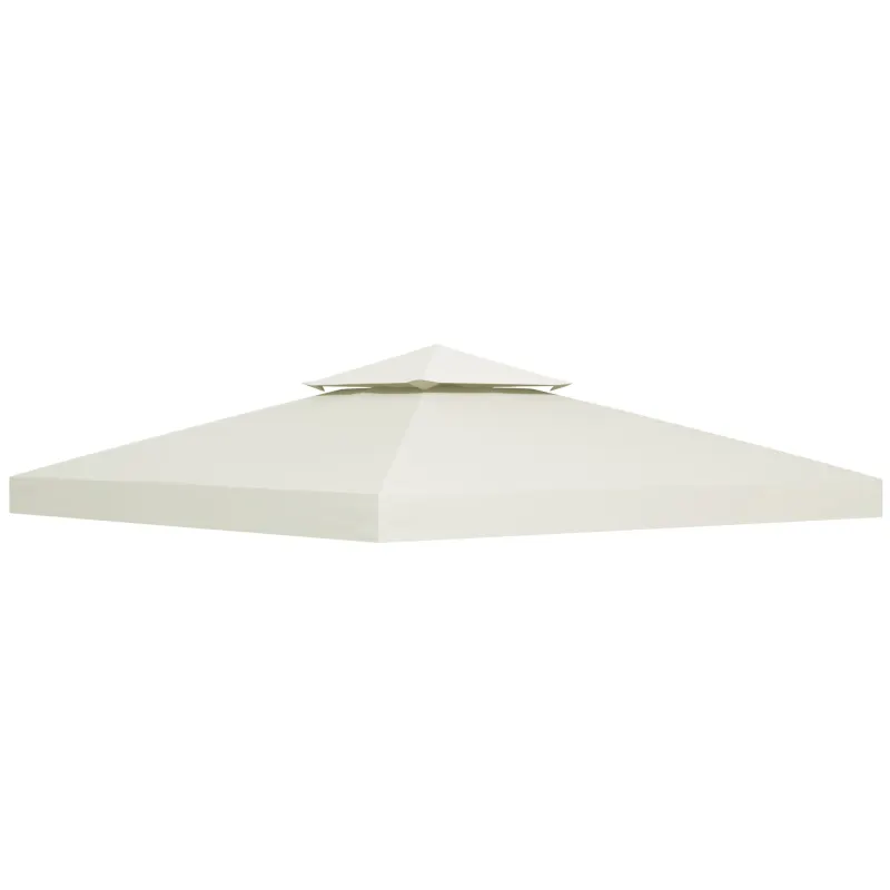 10' x 10' Gazebo Replacement Canopy 2 Tier Top UV Cover Pavilion Garden Patio Outdoor Cream White (TOP ONLY)