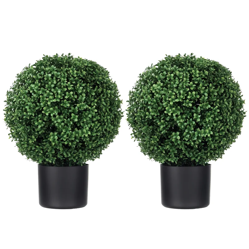 2 Pack 20.5" Artificial Tree, Ball Boxwood Topiary with Pot for Indoor Home Decoration