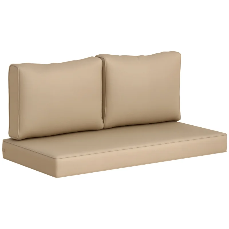 2 Seat Patio Furniture Cushions, 46x26x5 in, Thick Outdoor Loveseat Cushion Set with Removable Cover, Fade-Resistant Replacement Cushions for Outdoor Furniture, Couch, Bench, Swing, Beige