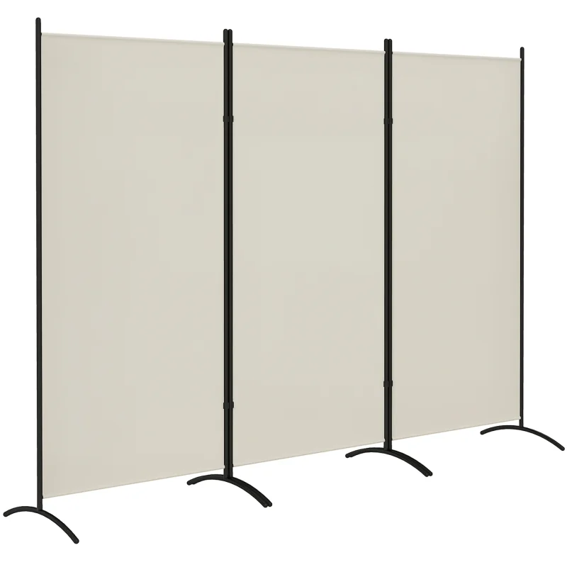 6' 3 Panel Room Divider, Indoor Privacy Screen for Home, Light Gray