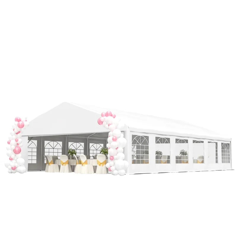23' x 39' Large Outdoor Carport Canopy Party Tent with Removable Protective Sidewalls & Windows, White