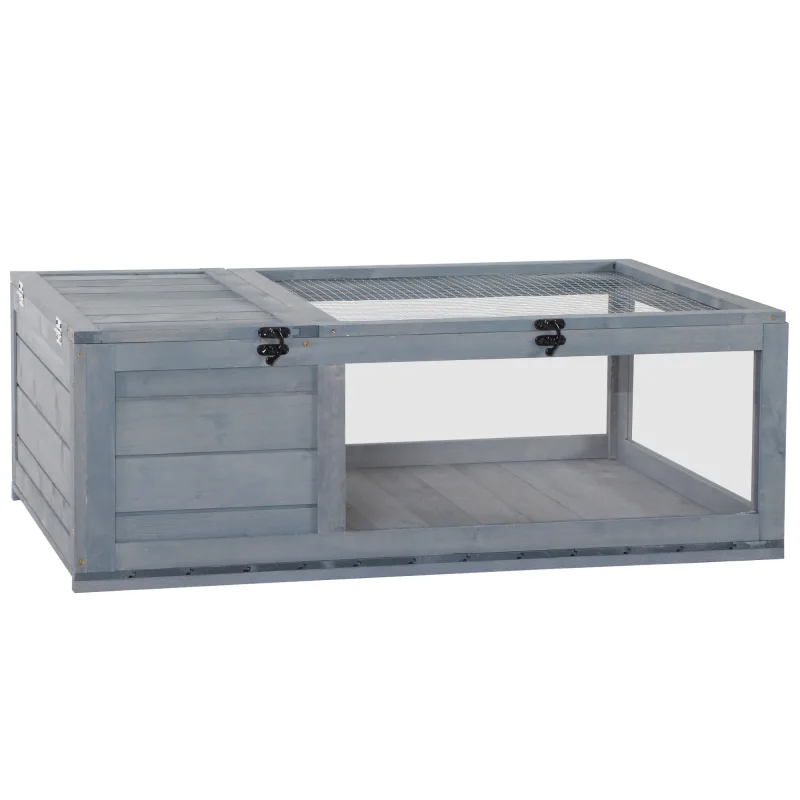 Wooden Reptile Cage with Top Access for Turtles, Lizards, Snakes, Gray