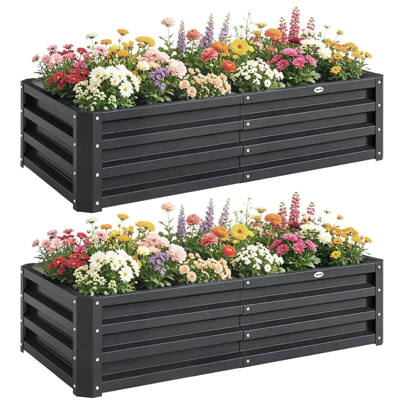 Galvanized Raised Garden Bed, 4' x 2' x 1' Metal Planter Box, for Growing Vegetables, Flowers, Herbs, Succulents, Gray