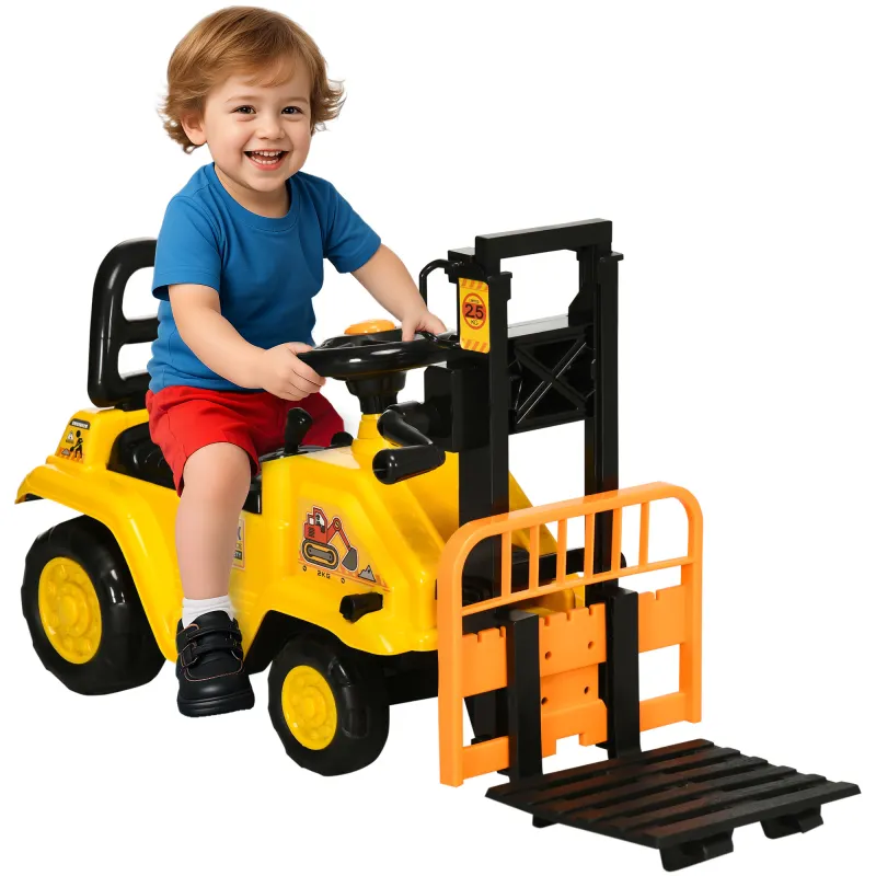 Sit and Scoot Ride-on Toy with Forklift Operation, Construction Toys for Kids with Under Seat Storage, Forklift Toy