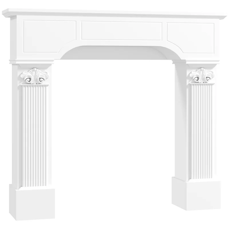 Baroque Fireplace Mantle, Freestanding Fireplace Surround for Electric Fireplaces, 43.3" W x 42.8" H, White