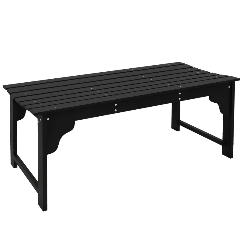Slatted Wooden Garden Bench, Curved Seat Front Porch Bench, Black